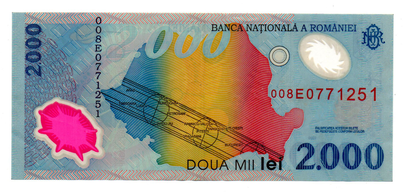 Románia 2000 Lei Bankjegy 1999 P111a VF eremshop hu