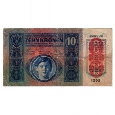 10 Korona Bankjegy 1915 Deutschösterreich felülbélyezéssel G-VG