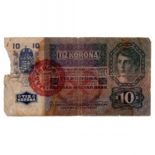 10 Korona Bankjegy 1915 Magyarország felülbélyezéssel G