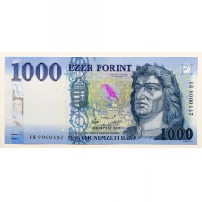 1000 Forint Bankjegy 2017 DB UNC alacsony sorszám