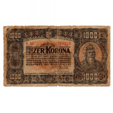 1000 Korona Államjegy 1923 G-VG