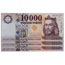 10000 Forint Bankjegy 2014 AH sorszámkövető 3 db UNC