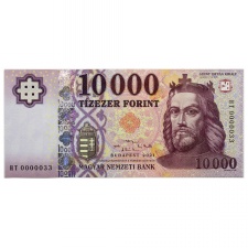 10000 Forint Bankjegy 2021 HT nagyon alacsony sorszám 0000033