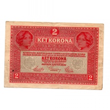 2 Korona Bankjegy 1917 Deutschösterreich bélyegzéssel VF