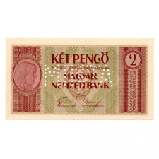 2 Pengő Bankjegy 1938 MINTA perforációval