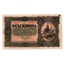 20 Korona Államjegy 1920 sorszámban pont VG-F