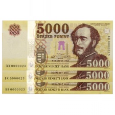 5000 Forint Bankjegy 2016 BB,BC,BD UNC nagyon alacsony azonos