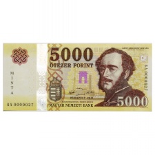 5000 Forint Bankjegy 2017 MINTA nagyon alacsony sorszám 0000027