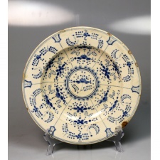 Antik Zsolnay kék virágmintás porcelán mélytányér 1878-90 