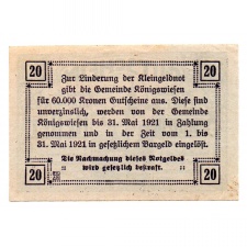 Ausztria Notgeld Königswiesen 20 Heller 1920