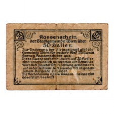 Ausztria Notgeld Wien 50 Heller 1920 Bécs R66