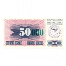 Bosznia-Hercegovina 50000 Dinár Bankjegy 1993 P55c Travnik