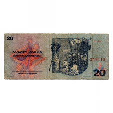 Csehszlovákia 20 Korona Bankjegy 1970 P92c L sorozat