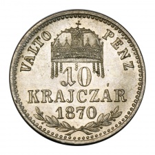 Ferenc József 10 Krajcár 1870 K-B VÁLTÓ PÉNZ UNC