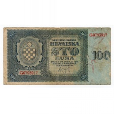 Horvátország 100 Kuna Bankjegy 1941 P2a F