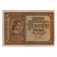 Horvátország 1000 Kuna Bankjegy 1941 P4a