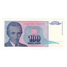 Jugoszlávia 100 Dinár Bankjegy 1994 P139a Nikola Tesla