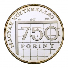 Labdarúgó Világbajnokság ezüst 750 Forint 1997 PP