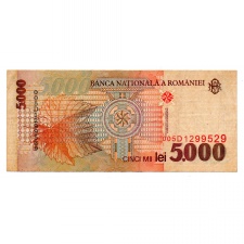 Románia 5000 Lei Bankjegy 1998 p107a VF