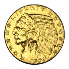 USA Indian Head 5 Dollár 1909 D