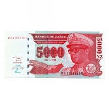 Zaire 5000 Új Zaire Bankjegy 1995 P69