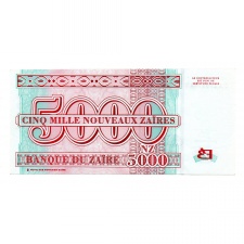 Zaire 5000 Új Zaire Bankjegy 1995 P69