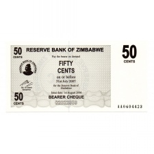 Zimbabwe 50 Cent Bankjegy 2006