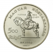 1990 Mátyás Király (lóháton) ezüst 500 Forint , BU