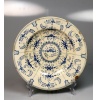 Antik Zsolnay kék virágmintás porcelán mélytányér 1878-90 