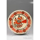 Korondi madaras piros-fehér fali tányér