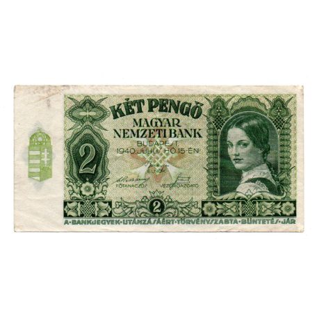 2 Pengő Bankjegy 1940 gF