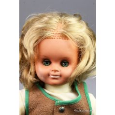   Retró vintage játék baba szőke haj kék pislogó szempár