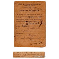   Bányászok Önkéntes Nyugdíjpénztára Párizs Regisztrációs Igazolás 1925