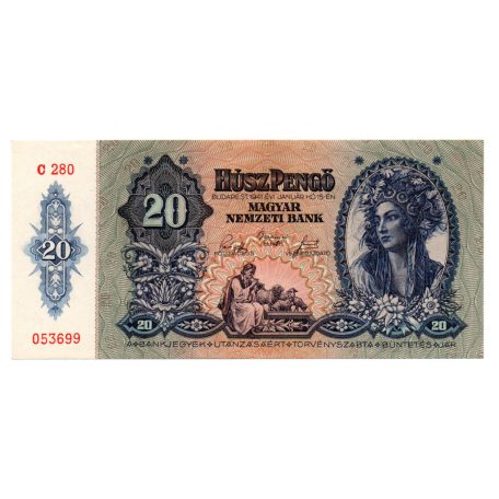 20 Pengő Bankjegy 1941 UNC