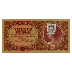 10000 Pengő Bankjegy 1945 aEF vagyondézsma bélyeggel