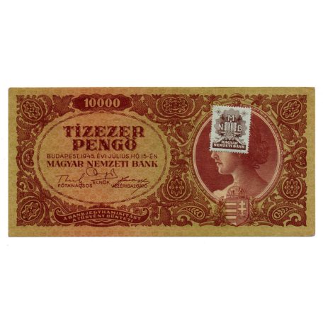 10000 Pengő Bankjegy 1945 aEF vagyondézsma bélyeggel