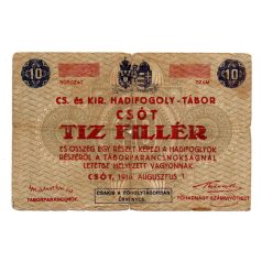 1916 Csót Hadifogolytábor 10 Fillér