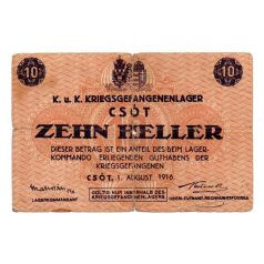 1916 Csót Hadifogolytábor 10 Fillér
