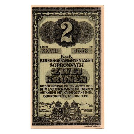 1916 Sopronnyék Hadifogolytábor 2 Korona római sorozat