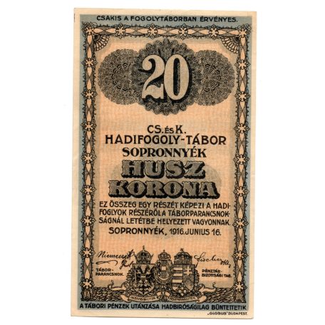 1916 Sopronnyék 20 Korona