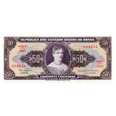   Brazilia 5 Centavos / 50 Cruzados Bankjegy 1966 P184a viszonylag alacsony sorszám