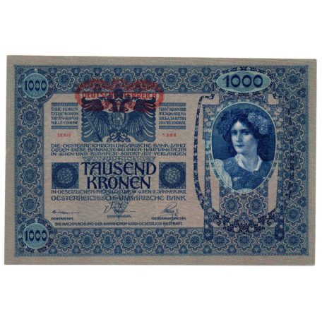 1000 Korona Bankjegy 1902 DEUTSCHÖSTERREICH bélyegzéssel UNC