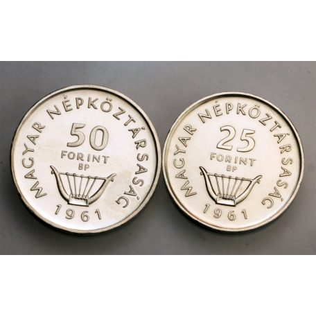 Liszt Ferenc emlékév 25 és 50 Forint 1961 Proof 37,38g Ag750