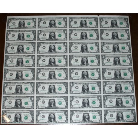32 darabos felvágatlan USA 1 Dollár Bankjegy ív 2003
