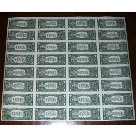 32 darabos felvágatlan USA 1 Dollár Bankjegy ív 2003