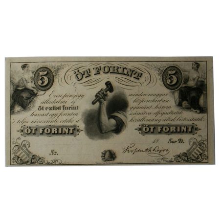 Kossuth 5 Forint  Bankjegy 1852 Philadelphia D sorozat