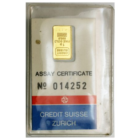 Befektetési arany lapka Credit Suisse 1 gramm Au999,9