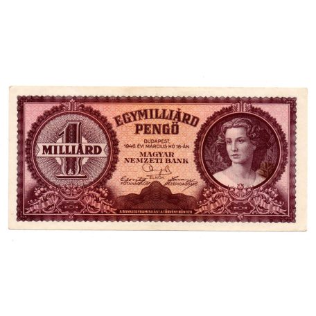 1 Milliárd Pengő Bankjegy 1946 aEF