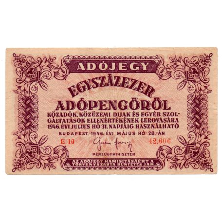 100000 Adópengő 1946 P51 VF