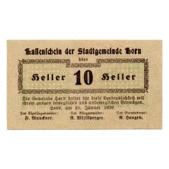 Ausztria Notgeld Horn 10 Heller 1920